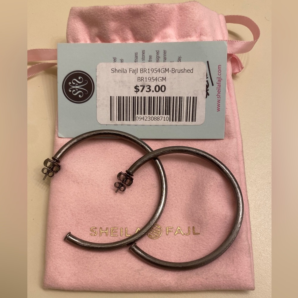 Sheila Fajl Hoops in Gunmetal. New, never worn.